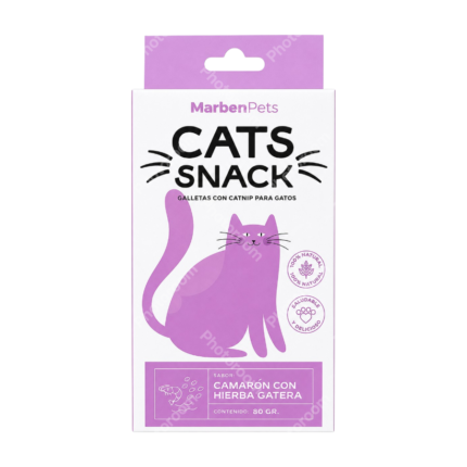 MARBENPETS CATS SNACK GALLETAS SABOR CAMARÓN CON HIERBA GATERA 80 GR.