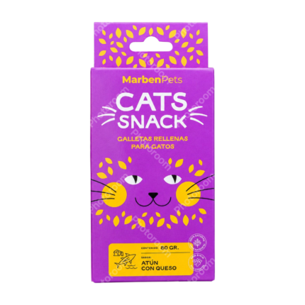 MARBENPETS CATS SNACK GALLETAS RELLENAS SABOR ATÚN CON QUESO 80 GR.