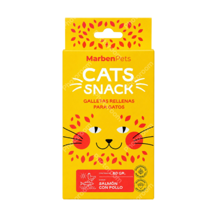 MARBENPETS CATS SNACK GALLETAS RELLENAS SABOR SALMÓN CON POLLO 80 GR.