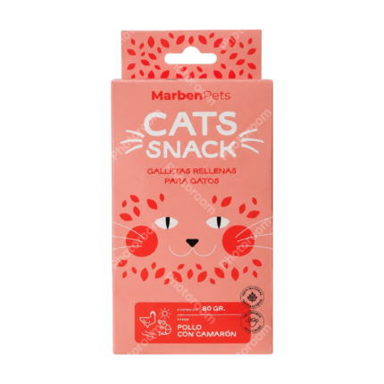 MARBENPETS CATS SNACK GALLETAS RELLENAS SABOR POLLO CON CAMARÓN 80 GR.