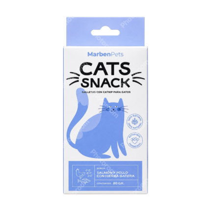 MARBENPETS CATS SNACK GALLETAS SABOR SALMÓN Y POLLO CON HIERBA GATERA 80 GR.