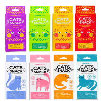 PACK X8 MARBENPETS CATS SNACK MIX SABORES 80 GR. C/U
